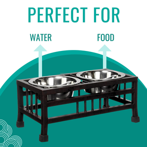 Mangeoire pour chiens surélevée à cadre en fer moderne pour animaux de compagnie de grande et moyenne taille Support de bol surélevé durable pour animaux de compagnie avec deux bols amovibles - Product Image 2