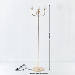 Metal Floor Lamp 3-Light Candelabra <b>Standing</b> Light Modern Gold Finish Floor Lamp Clear Glass Shades Elegant Living Room <b>Corner</b> - Product Image 2