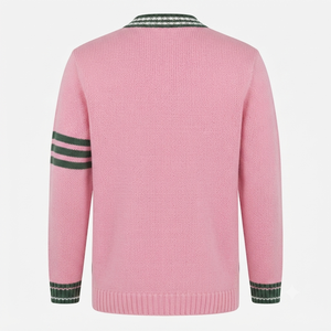 <b>Custom</b> Pink Green Sorority Cardigan Women V Neck Button Knitted Sweater Quick Dry Wool/Acrylic Embroidery Long Sleeve Greek - Product Image 2