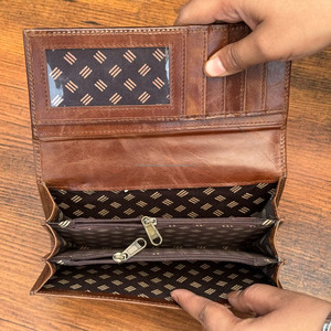 Vente en gros d'embrayages multifonctions en cuir de vachette véritable pour femmes, portefeuille en cuir pleine fleur, carte de crédit, téléphone portable, nouvelle collection 2025 - Product Image 6