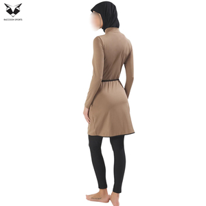 Servicio OEM ODM, Traje de Baño Elegante de Manga Larga con Cierre Frontal, Protección Solar Completa, Color Café, para Estilos de Vida Activos - Product Image 3