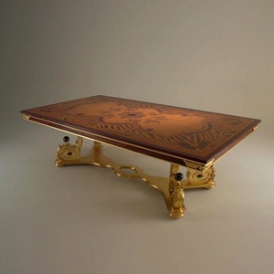 Juego de Mesa de Comedor de Lujo de Caoba Maciza Estilo Mid-Century para Hotel, 9 Piezas, 8 Asientos, Tallado a Mano, Ecológico, para Apartamento o Entrada de Parque - Product Image 4