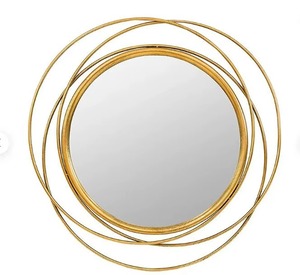 Miroir mural ovale en laiton avec motif feuille de Ginkgo, art décoratif encadré de style bohème - Product Image 3