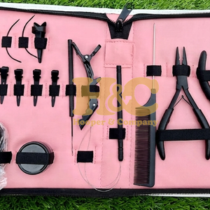 Top Quality Hair Extension Tool <b>Kit</b> Tape Plier Sustainable Loop Hair Clip <b>Beads</b> Comb Hair <b>Kit</b> Black Hair Extension <b>Kit</b> pink Case - Product Image 6
