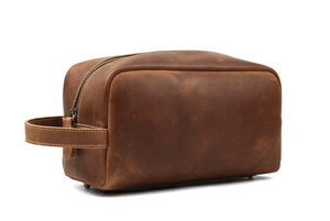 NWK INDUSTRY Vintage Solid Brown Leather Dopp Kit for <b>Case</b> with Zipper Closure Waterproof & Large Capacity for Travel - Product Image 5