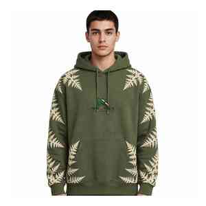 NEXTEX Sweat à capuche unisexe en molleton doux de coton, motif Triangle Fougère, couleur Olive Crème, chaud et graphique - Product Image 1
