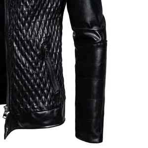 <b>Men</b> Rugged Leather <b>Jacket</b> Stand Collar Casual Zip Front Breathable Quick Dry Durable Comfortable Outdoor Regular Fit Outerwear - Product Image 4