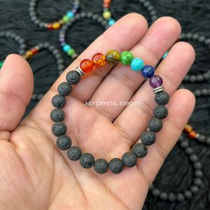 Premium Seven Chakra Lava Rock <b>Bracelet</b> Natural Gemstone <b>Healing</b> <b>Bracelet</b> Crystal Crafts Yoga Meditation Accessory - Product Image 5