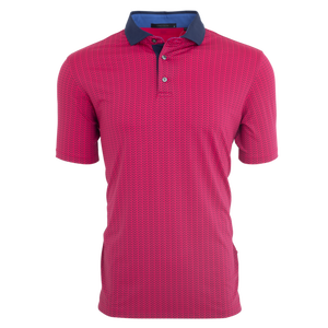 Chemise rose à manches courtes pour homme, 100 % polyester, couleur unie, tissu tricoté, coupe décontractée, boutonnée, séchage rapide - Product Image 1