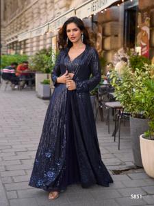 Luxury Designer Real Georgette Western Wear 3 Piece <b>Top</b> <b>Shrug</b> Palazzo Set with Heavy Embroidery Work for Women Western Party Use - Product Image 2