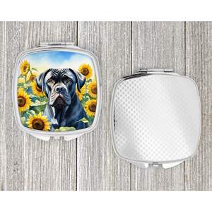 Cane Corso Tournesols Miroir de maquillage à main pliable compact Miroir de poche décoratif taille voyage pour femmes et filles - Product Image 4