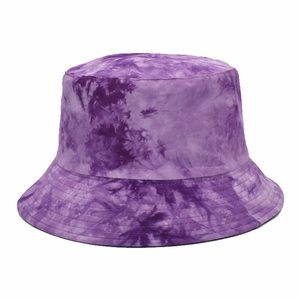 Chapeau Bob Unisexe Violet Tie-Dye, Casquette de Pêcheur Décontractée d'Été, Chapeau de Soleil à Bord Contrastant pour Adulte, Idéal pour l'Extérieur Printemps-Été - Product Image 1