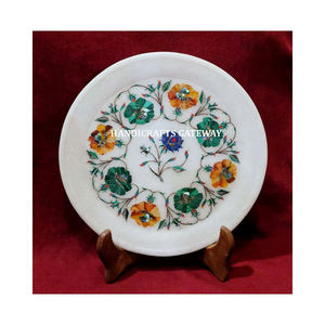 Plaque de sculpture en marbre blanc naturel de forme ronde, faite à la main, design unique, qualité supérieure, utilisée pour la décoration de cuisine et de mariage - Product Image 2