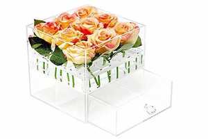 2025 nouvelle boîte à fleurs en acrylique transparent à la mode avec tiroir-boîte à souvenirs décorative-Vase à fleurs à 16 trous-décoration intérieure et cadeau - Product Image 5