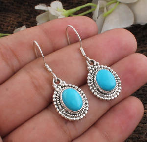 Pendientes de Turquesa Natural, Plata de Ley 925, Estilo Vintage, Pendientes Colgantes con Piedra Azul para Mujer, Joyería de Turquesa al por Mayor - Product Image 1