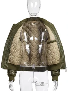 Chaqueta de Cuero Verde Oliva para Hombre |   Chaqueta de vuelo A2 de cuero vacuno envejecido al por mayor - Product Image 5