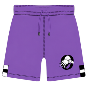 Shorts de rugby noir bordeaux à taille élastique avec cordon de serrage, rayés, uniforme d'équipe personnalisé, respirant, pour l'entraînement et la performance sportive - Product Image 1