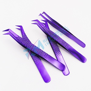 Pinces à cils RMI avec logo personnalisé, couleur unie violette plasma, en acier inoxydable, pour extensions de cils - Product Image 3