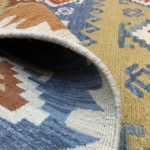 Tapis Dhurrie en laine naturelle tissé à la main, à poils ras, pour couloir - Product Image 4