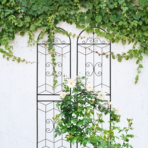 2 Pack Rustproof Metal Garden <b>Trellis</b> 86.7\" X 19.7\" Black Outdoor <b>Flower</b> Support for Climbing Plants - Product Image 3