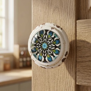 Metal Crystal Furniture Handles Cabinet Knobs Modern Design Eco-Friendly Easy Installation Multi-Function <b>White</b> Blue Green - Product Image 3