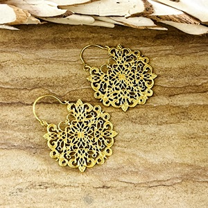 Pendientes Boho de Moda, Joyería Tribal de Latón para Mujer, Chapados en Oro de 18k, Filigrana, Mandala, Geométricos, Aros, Venta al por Mayor/OEM/ODM - Product Image 5