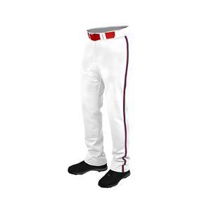 Ensemble de maillot de baseball pour homme, rouge, bleu marine et blanc, à blocs de couleur, manches courtes, respirant, en polyester, avec pantalon uniforme à braguette boutonnée - Product Image 3