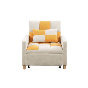 Poltrona Letto Convertibile Multifunzionale Regolabile in Tessuto Morbido per Soggiorno con Cuscino - Product Image 4