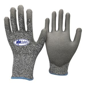 NMsafety ANSI A3 Guantes a prueba de puñaladas Corte 5 Guantes PU Recubierto HPPE Guantes de mano de trabajo - Product Image 1