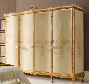 Ensemble de chambre à coucher de style européen antique, taille king, avec table de chevet, armoire, lit - Meubles d'appartement en bois de mahogany massif - Product Image 3