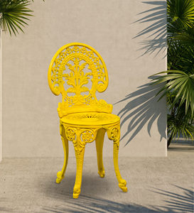 Sillón de Jardín de Hierro Fundido Ecológico e Impermeable con Diseño Tropical, Asiento con Detalles de Enredadera y Reposabrazos para Patio Exterior - Product Image 2