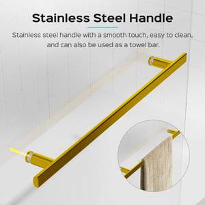 31 \ "W X 55 \" H Puertas de ducha sin marco 1/4 \ "Grueso SGCC Vidrio templado Panel de puerta de pivote de oro cepillado para baño de bañera - Product Image 4