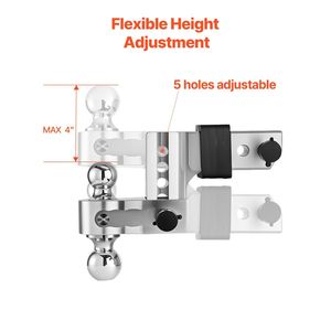 Supporto per Gancio di Traino Regolabile da 4 Pollici in Lega di Alluminio Resistente, Adatto per Ricevitore da 2,5 Pollici, Montaggio su Gancio di Traino da 2 Pollici - Product Image 4