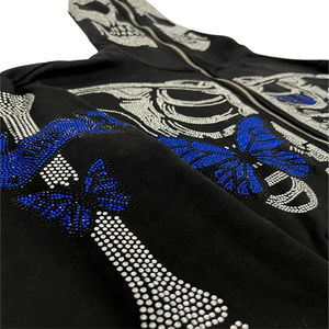 Sweat à capuche zippé intégral en strass lourd 2026 |   Sweat à capuche premium avec fermeture éclair |   Logo personnalisé Streetwear OEM - Product Image 2