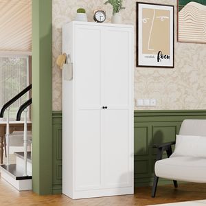 Organizador de Almacenamiento Metálico Blanco de 72 Pulgadas, Gabinete de Cocina Resistente, 5 Estantes Ajustables, Independiente, Sin Herramientas - Product Image 1