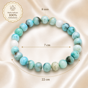 Pulsera Elástica de Piedras Preciosas Redondas de Larimar Natural de 8 mm, Pulsera de Cuentas de Cristal, Suministro al por Mayor - Product Image 4
