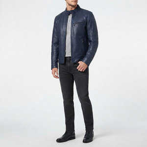 Veste en cuir de haute qualité pour homme, matière premium, texture riche, vêtement d'extérieur robuste, fabrication de vêtements pour motards. - Product Image 1