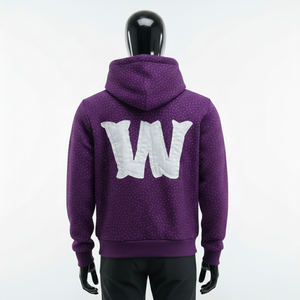 ผู้ผลิตเสื้อฮู้ดดี้โอเวอร์ไซส์ผ้าฝ้ายหนานุ่มแบบกำหนดเอง ประดับด้วยคริสตัล แต่งลายขาดๆ พร้อมงานปักคุณภาพสูง สไตล์สตรีทแวร์ - Product Image 2