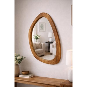Mango Wood Asymmetrical <b>Mirror</b> Wholesale | Handcrafted Statement Wall <b>Mirror</b> India - Product Image 1