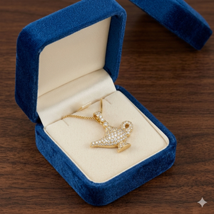 Trendy Vintage Charm 10K Gold Brilliant Cut Lab Grown Diamond Pendant Custom Iced Unique Magic Lamp Minimalist Fine Jewelry Gift - Product Image 3