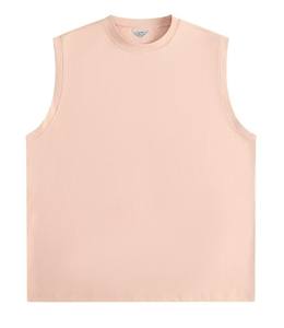 T-shirt décontracté sans manches en tricot robuste pour homme, blanc, coupe ample, col et épaules décontractés, 100 % coton, rafraîchissant et respirant - Product Image 3