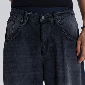 MEESAM LEATHER HOSIERY Jeans de mezclilla unisex 100% algodón de secado rápido, cintura alta, peso pesado, estilo vintage, corte regular, rectos, con relieve - Product Image 4