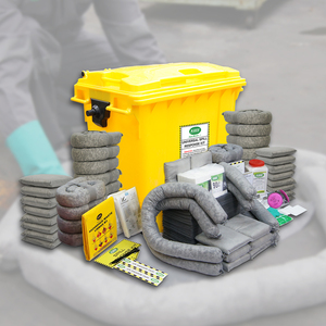 660L Universal Spill Kit with Wheelie <b>Bin</b> – Extra <b>Large</b> Industrial Hazmat Spill Control Kit, Chemical Spill Emergency Response - Product Image 1