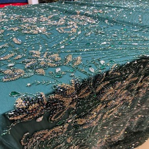 High End Embroidered Lace <b>Fabric</b> With Dense Beads And Sequins For Wedding Dresses Evening Wear Party Gowns And Luxury Fashion - Product Image 1