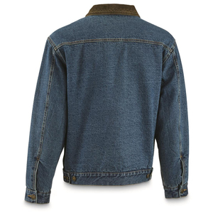 Men's Stand Collar Lined Denim Jacket Breathable Plus Size <b>Top</b> with Highest Quality Coating for Winter 2024 - Product Image 3
