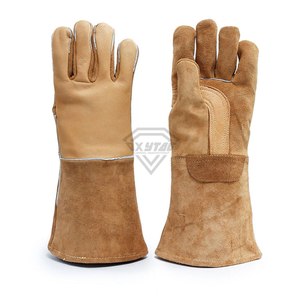 Heavy Duty Leather Welding Gloves Heat Resistant Work Safety Gloves Long <b>Cuff</b> Industrial Protective Gear Manufacturer Direct - Product Image 1