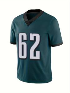 Men's American Football Jersey V-Neck Short Sleeve Moisture Wicking Polyester Team Number 62 Uniform - Product Image 3