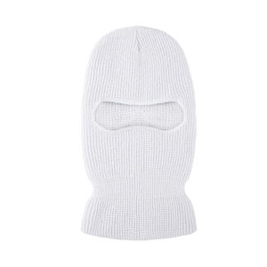 Cagoule tricotée unisexe à 3 trous, couvre-visage intégral, respirante, imperméable, réglable, coupe-vent, pour sports de plein air, blanche - Product Image 4