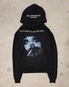 Sudadera con capucha de algodón tejido estilo Y2K, informal, con estampado de dibujos animados, estilo grunge, holgada, de moda - Product Image 1