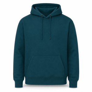 เสื้อฮู้ดดี้สีเขียวอมฟ้าเข้มแบบหนาพิเศษสำหรับผู้ชาย ผ้าฝ้ายฟลีซ 100% มีเชือกผูก กระเป๋าจิงโจ้  รับผลิตแบบ OEM ODM ขายส่ง - Product Image 1
